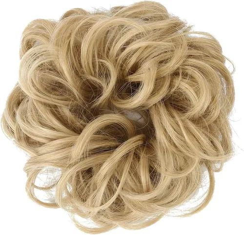 Vista 2 de Cabello sintético despeinado, grueso, extensiones para coleta, cabello recogido