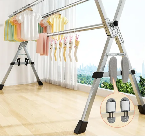 Vista 3 de Folding Clothes Drying Rack Indoor 63in, Heavy Duty Stainless Steel Laundry Drying Rack, Extendable Clothing Dryer Rack, for Clothes, Sheets