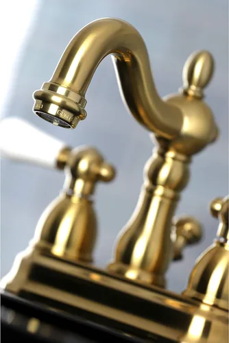 Vista 4 de Kingston Brass KB1607PL Heritage - Grifo de baño central de 4 pulgadas, latón cepillado Cobrizo cepillado