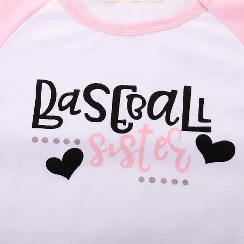 Vista 5 de Conjunto de ropa de dos piezas con estampado de hermanas de béisbol y pantalones cortos con borlas, ropa de dos piezas
