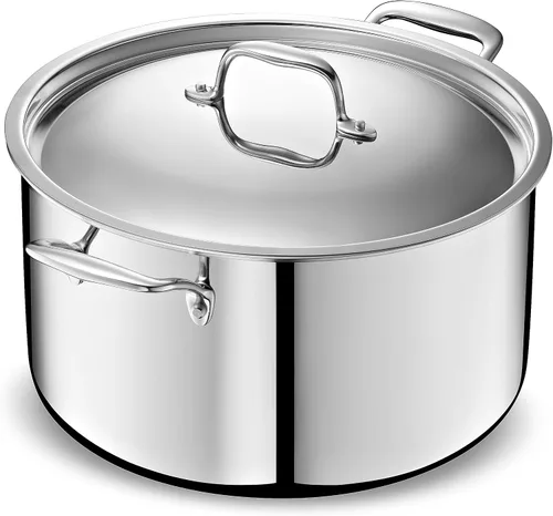 Vista 9 de LEGEND COOKWARE Horno holandés de 5 capas de acero inoxidable de 5 cuartos de galón con tapa, compatible con inducción, apto para horno a 800 °F,