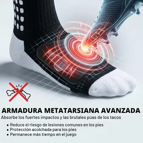 Vista 4 de MediCaptain Calcetines de fútbol con acolchado metatarsiano Calcetines de fútbol antideslizantes con protección acolchada para los pies para Negro