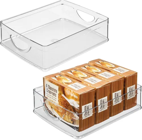Vista 13 de iDesign contenedor apilable para despensa con asas para gabinetes o nevera, transparente, fabricado en EE. UU Contenedor de almacenamiento