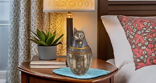 Vista 5 de Urna conmemorativa de gato bastet egipcio raro