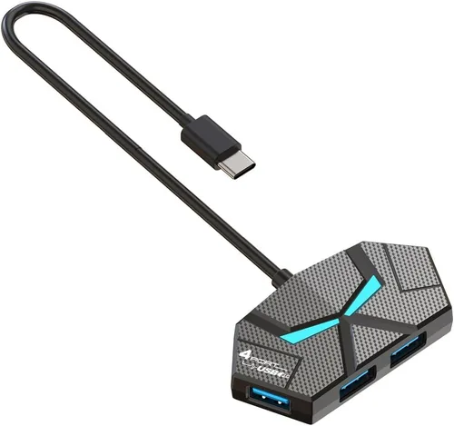 Vista 8 de Hub USB 3.0, concentrador USB de 4 puertos, divisor USB, extensor USB con puerto de alimentación para laptop, PC, Xbox, Gamepad, unidad flash, disco