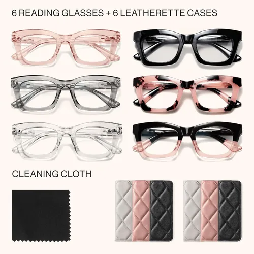 Vista 8 de CCVOO - Lentes de lectura Oprah, con filtro de luz azul, lentes para computadora, para mujer, paquete de 6