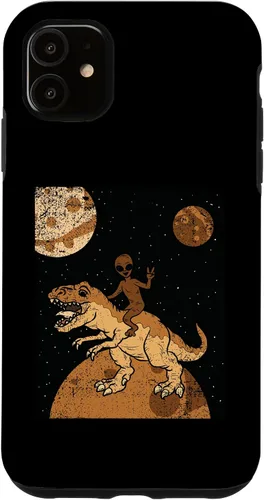 Vista 5 de Funda para iPhone 15 Alien Riding Dinosaur Black History Month Funny BLM T-Rex