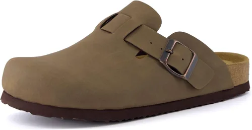 Vista 9 de CUSHIONAIRE - Zuecos Hana para mujer, cómodos zuecos de gamuza vegana, zapatos sin cordones con plantilla de corcho y soporte de arco, espuma