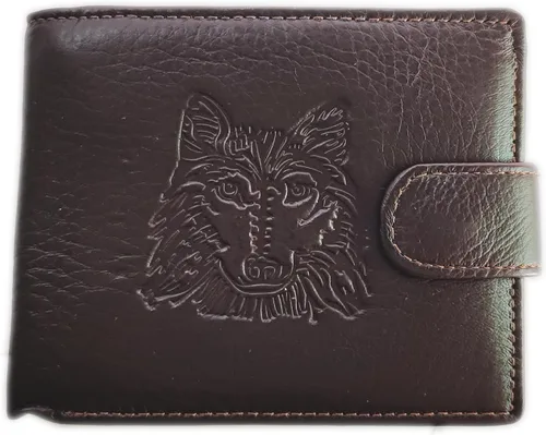 Vista 33 de Hombres Cool Eagle Wolf Caballo Totem Cuero Vaca Vertical Cartera Cremallera Multi-tarjeta Titular, Tótem de caballo, Minimalista