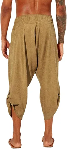 Vista 6 de EELHOE White Linen Pants for Men Relaxed Fit Lightweight Casual Drawstring Waist Wide Leg Breathable Pants Plus