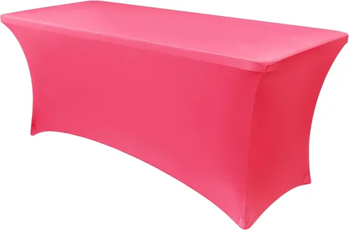 Vista 86 de Obstal Funda de mesa de elastano elástica de 4 pies para mesas plegables estándar, paquete de 2 manteles rectangulares universales ajustables