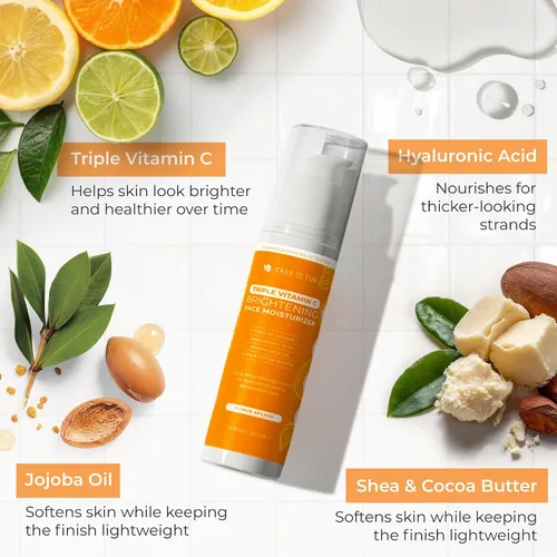 Vista 5 de Tree To Tub Crema facial con vitamina C, hidratante de triple acción con vitamina C para la cara, hidratante facial para mujeres, crema de vitamina