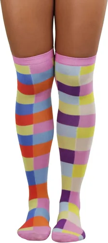 Vista 4 de ToBeInStyle Divertidos calcetines acrílicos con diseño de arlequín arcoíris para mujer