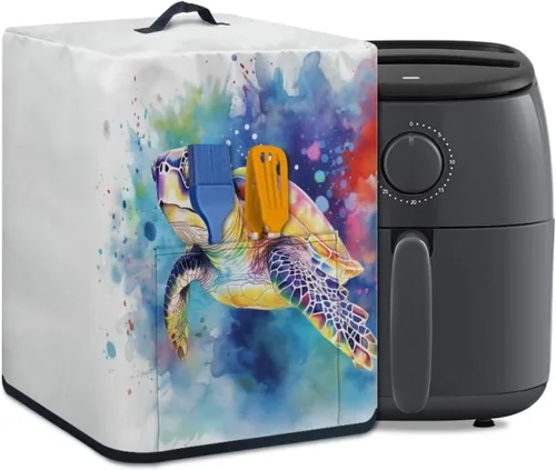 Vista 13 de Cubierta para freidora de aire con diseño de estrella de mar de playa, funda protectora rectangular con bolsillo y asa para olla a presión