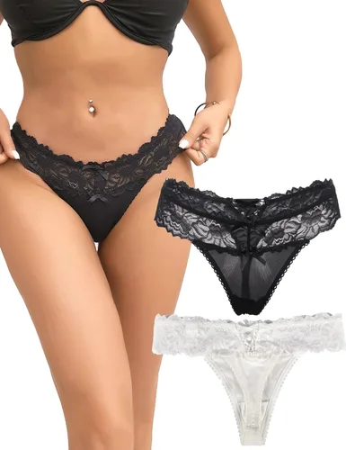 Vista 59 de ohyeah Tangas sexy de encaje tangas bragas de tiro bajo ropa interior para mujer de algodón entrepierna braga tangas bragas 4-18