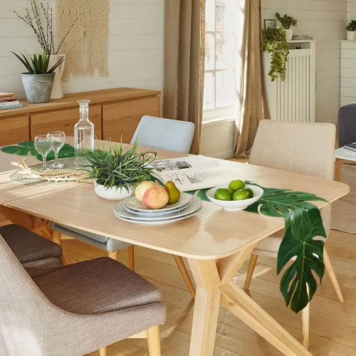 Vista 5 de AerWo 4 caminos de mesa artificiales de hojas de palma de 72 pulgadas, camino de mesa de hojas de palma tropicales para bodas, decoración de mesa