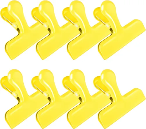 Vista 18 de Pinzas para bolsas, clips de acero inoxidable resistentes, paquete de 8, gran cierre para bolsas de alimentos, ideal para sellar bolsas de café Negro