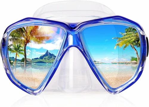 Vista 19 de Máscara de buceo panorámica HD para natación, gafas de buceo antivaho, máscara de buceo de vidrio templado, gafas de natación para adultos y jóvenes