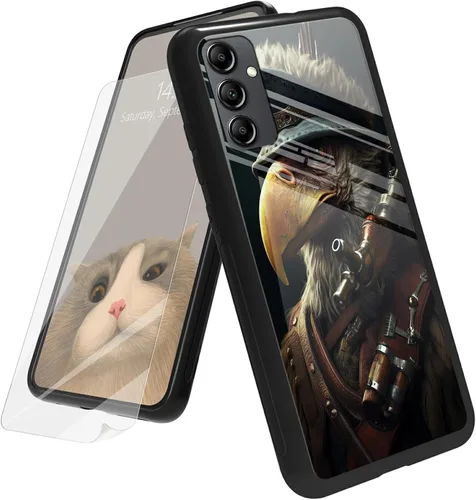 Vista 114 de Funda para Samsung Galaxy A12 5G con protector de pantalla, parte trasera de vidrio templado + TPU de silicona suave que absorbe los golpes