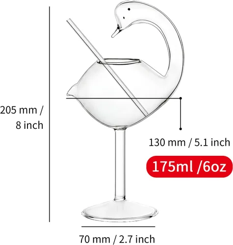 Vista 2 de Vasos de cóctel – Juego de 2 vasos de cisne de 6 onzas, regalo de boda para jugo, martini, tequila, margarita