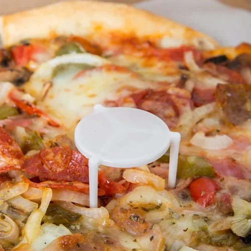 Vista 2 de Angel's Peel Lounge Caja de pizza/soporte para guardar pizza (paquete de 50) - Trípode de plástico blanco para contenedor de restaurante, cajas