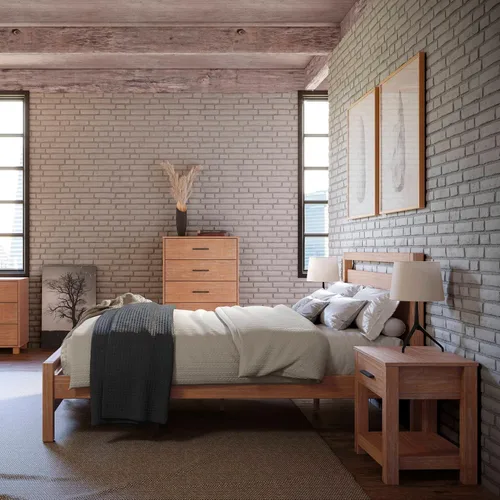Vista 3 de Grain Wood Furniture Loft Cama de madera maciza de tamaño completo, acacia