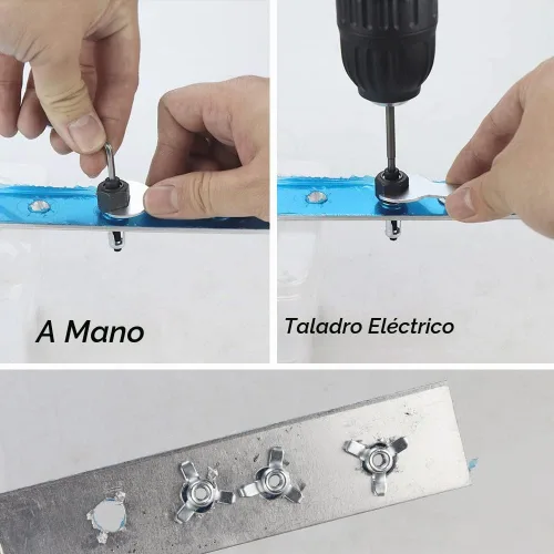 Vista 7 de Tuerca de 1/4 de pulgada con herramienta de instalación, insertos roscados, nutserts, tuerca de gato, anclaje de tornillo, araña rivnut, ciega