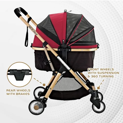 Vista 5 de Pista - Cochecito 3 en 1 superligero, carrier, asiento de coche para mascotas