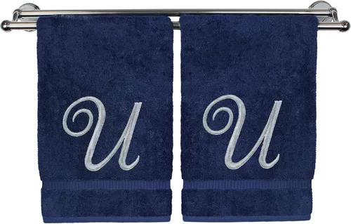 Vista 217 de Toalla de mano con monograma, regalo personalizado, 16 x 30 pulgadas, extra absorbente, 100% algodón turco, acabado de rizo suave, para baño, cocina