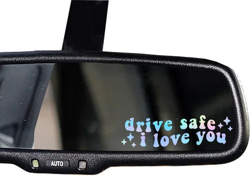 Vista 31 de 2 calcomanías con el texto “Buckle Up” para espejo retrovisor, calcomanía de vinilo divertida y bonita para el auto