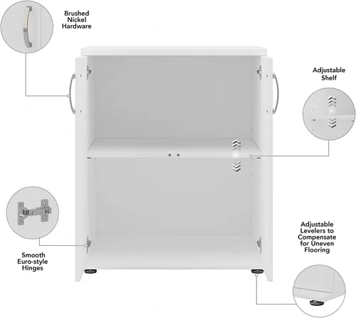 Vista 4 de Bush Business Furniture - Armario universal de almacenamiento de piso con puertas y estantes en blanco, unidad de almacenamiento vertical de oficina