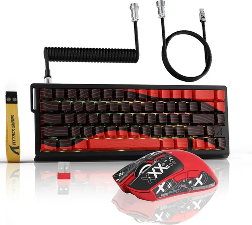 Vista 11 de ATTACK SHARK X11 y X68 PRO HE Combo inalámbrico para juegos, efecto Hall de disparo rápido, interruptor magnético 8K, teclado ultraligero con sensor