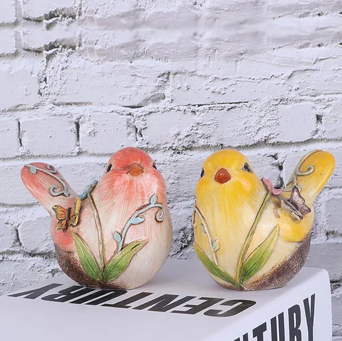 Vista 7 de Estatuas de pájaros de resina, figuras de pájaros pintadas a mano, estatua de pájaro, decoración de estante, escultura de animales divertidos