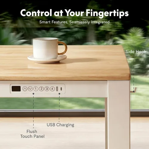 Vista 6 de FLEXISPOT 4-Leg Standing Desk, A Complete Workplace System, Natural