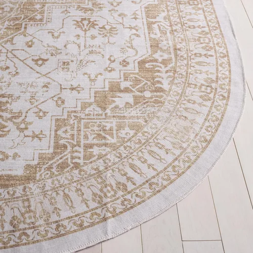 Vista 4 de SAFAVIEH Alfombra lavable Arizona Collection – 5 x 8 pies, ovalada, beige y dorado, antideslizante y fácil de limpiar, ideal para sala de estar