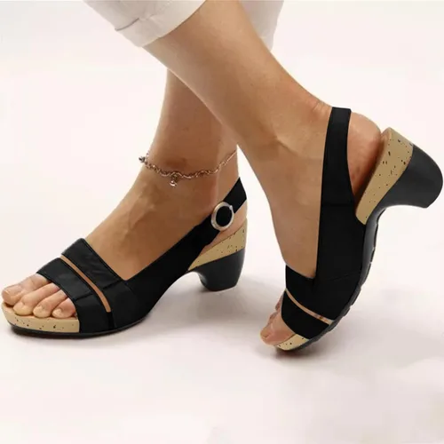 Vista 2 de Sandalias de verano para mujer 2023, sandalias ortopédicas para mujer, sandalias de punta abierta, sandalias de tacón casuales con correa