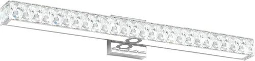 Vista 18 de SOLFART Lámpara de baño, accesorios de iluminación de tocador de cristal, luces LED modernas sobre espejo, lámpara de baño de 60 cm, cromada Luz