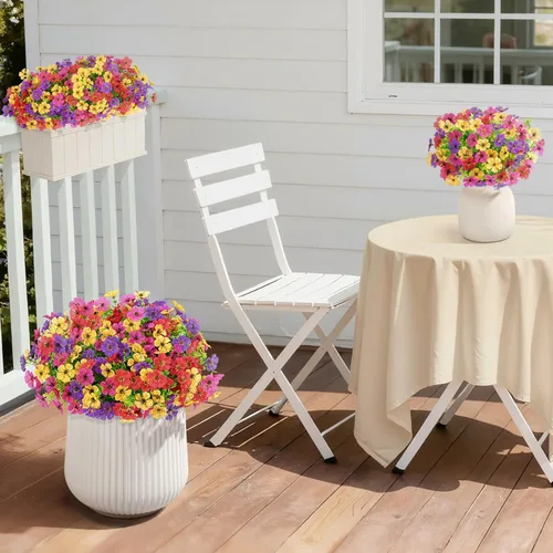 Vista 7 de Lifewit Flores artificiales para exteriores, 24 paquetes de flores falsas de plástico para decoración del jardín del hogar, plantas sintéticas