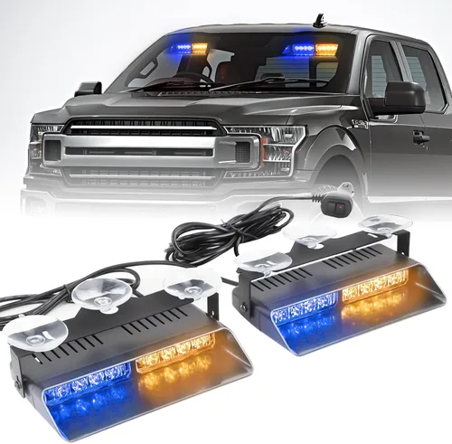 Vista 9 de Barra de luz estroboscópica LED 2 en 1 para salpicadero de emergencia, luces intermitentes de advertencia y peligro de seguridad para parabrisas