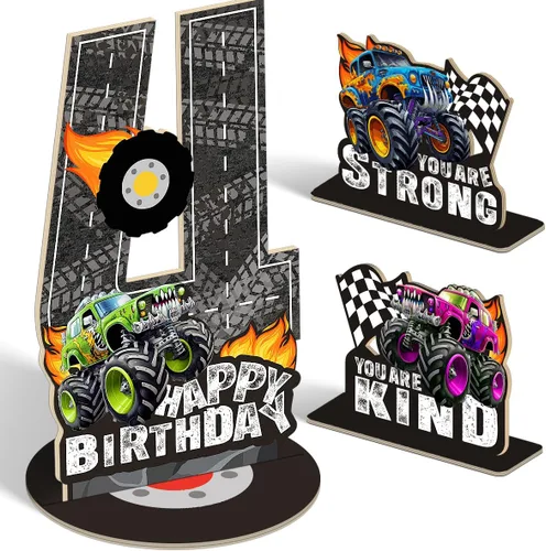 Vista 14 de Juego de 3 piezas de dinosaurios con signo de número de 2º cumpleaños, decoración de mesa de dinosaurios para niños y niños de 2º cumpleaños