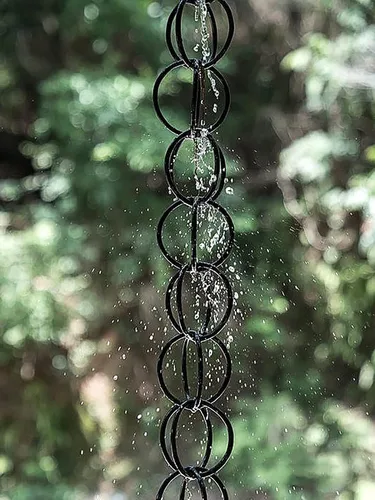 Vista 6 de Rain Chain Rain Chain Link Chain Reducer, Rainwater Chain Replacement Downspout for Gutters, Functional and Decorative Ring Rainwater Link Style1