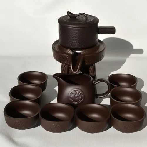 Vista 8 de Tetera 11pcs/set Pot Cup Chinese Gongfu Tea Semi-automático Millstone (negro)