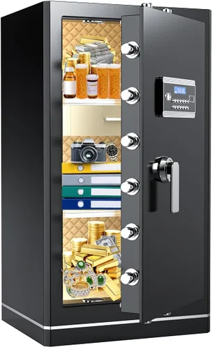Vista 9 de Caja fuerte grande de 8.1 pies cúbicos para el hogar, caja de seguridad digital ignífuga con bolsa impermeable e ignífuga, caja de seguridad