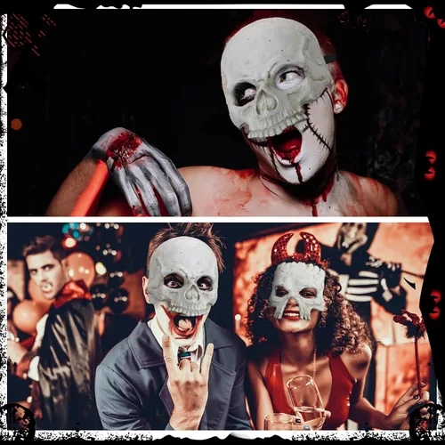 Vista 5 de Arrowbash 2 máscaras de media cara de calavera agrietada de espuma