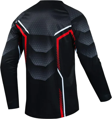Vista 2 de Hotlion Camisetas de ciclismo de montaña para hombre, manga larga, MTB Off-Road Motocross Downhill Cycling Jersey Top