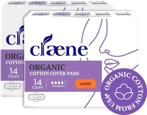 Vista 8 de Claene Almohadillas de algodón orgánico, sin crueldad, almohadillas menstruales para mujer, sin perfume, transpirables, veganas, servilletas