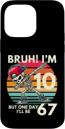 Vista 21 de Bruh I'm 10 But One-Day I'll Be 67 Retro 10th Birthday Kids Case for iPhone 17
