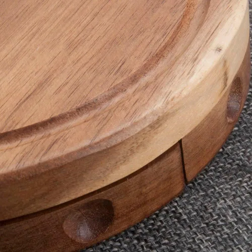 Vista 7 de Tabla redonda de madera de acacia para servir queso y juego de 3 herramientas de queso, 7.5 pulgadas de diámetro, ideal para bodas, cumpleaños