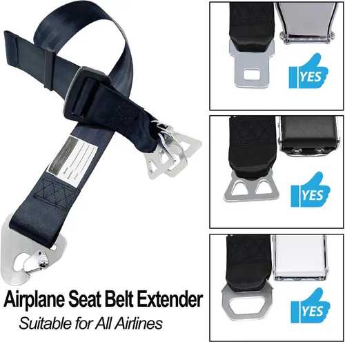Vista 7 de Extensor de cinturón de seguridad de avión, ajustador de extensión de cinturón de seguridad de 7 a 31 pulgadas para todas las aerolíneas, incluyendo