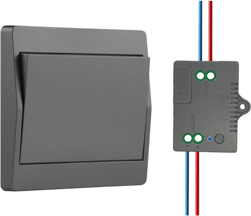 Vista 7 de GLOBELEC Interruptor de luz inalámbrico autoalimentado (sin batería), control remoto con rango de 328 pies, kit receptor de control remoto de pared
